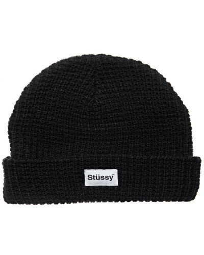 Black Stussy Trademark Waffle Beanie Women's Hats | USA000505