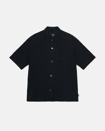 Black Stussy Wrinkly Gingham Ss Men's Shirts | USA000334