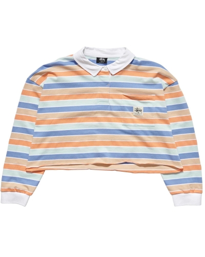 Blue Stussy Anders Stripe Rugby Women's Shirts | USA000291