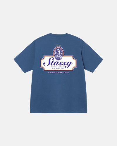 Blue Stussy Authentic Men's T Shirts | USA000095