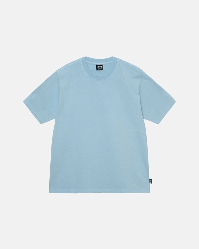 Blue Stussy Heavyweight Pigment Dyed Crew Men's T Shirts | USA000205