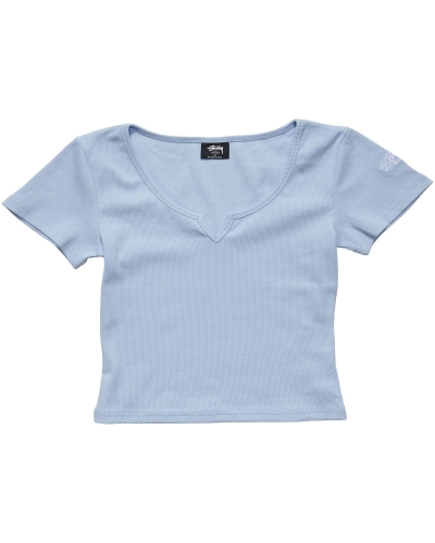 Blue Stussy Mission Rib Insert Women's T Shirts | USA000246