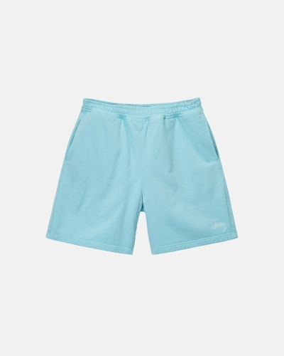 Blue Stussy Overdyed Stock Logo Men's Shorts | USA000656