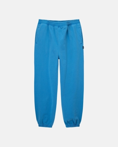 Blue Stussy Pigment Dyed Men's Fleece Pants | USA000565