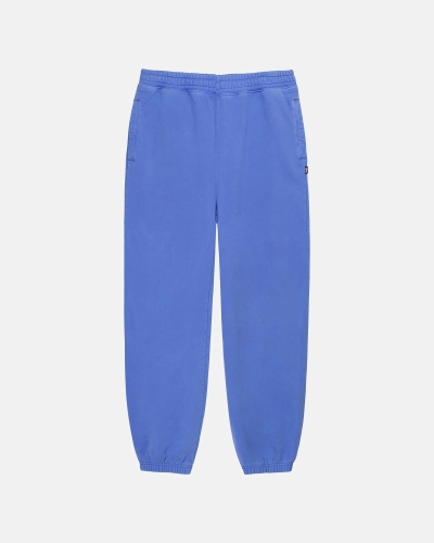 Blue Stussy Pigment Dyed Men's Fleece Pants | USA000568