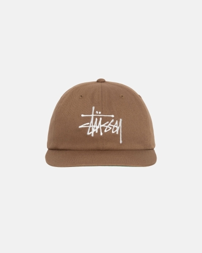 Brown Stussy Basic Strapback Men's Caps | USA000394