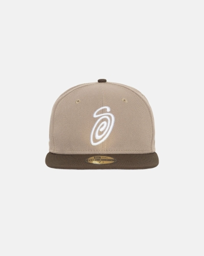 Brown Stussy Curly S 59Fifty New Era Men's Caps | USA000429