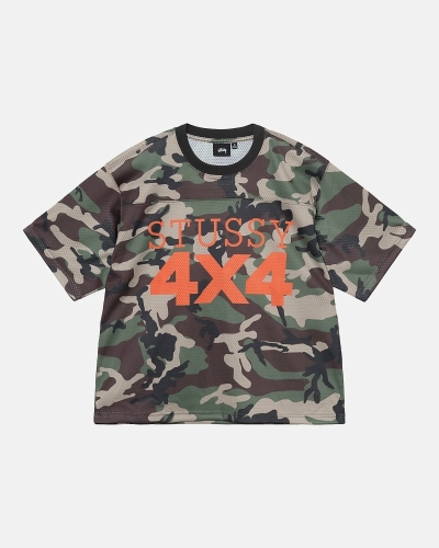 Camo Stussy 4X4 Mesh Football Jersey Men's T Shirts | USA000092