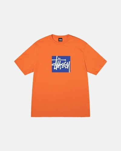 Coral Stussy Stock Box Men's T Shirts | USA000273