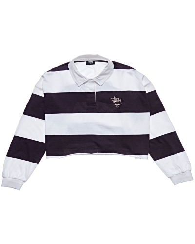 Dark Purple Stussy Monaco Stripe Rugby Women's Shirts | USA000325