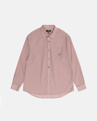 Dark Red Stussy Lightweight Classic Men's Shirts | USA000319