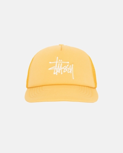 Gold Stussy Big Basic Trucker Men's Caps | USA000402