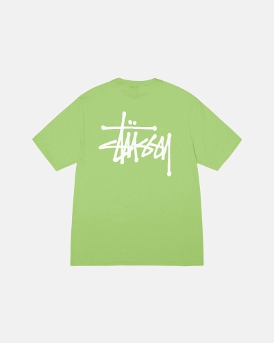 Green Stussy Basic Men's T Shirts | USA000108