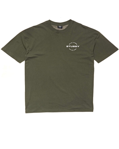 Green Stussy City Circle SS Men's T Shirts | USA000123