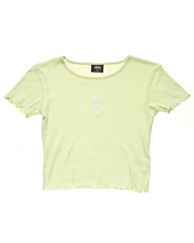 Green Stussy Fairmont Fluted Women's T Shirts | USA000168