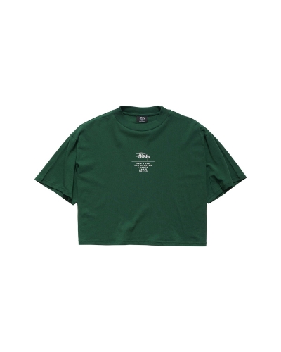 Green Stussy Graffiti Boxy Women's T Shirts | USA000177