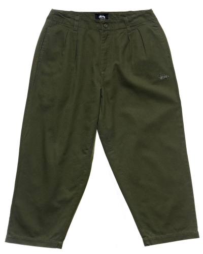 Green Stussy Harlan Cropped Pleat Women's Pants | USA000559