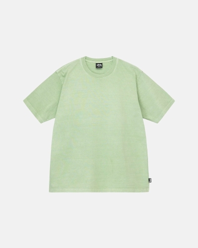 Green Stussy Heavyweight Pigment Dyed Crew Men's T Shirts | USA000194