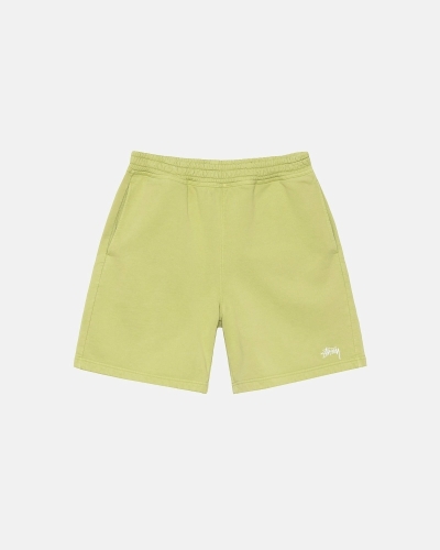 Green Stussy Overdyed Stock Logo Men's Shorts | USA000657