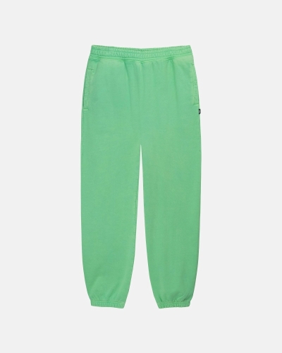 Green Stussy Pigment Dyed Men's Fleece Pants | USA000570