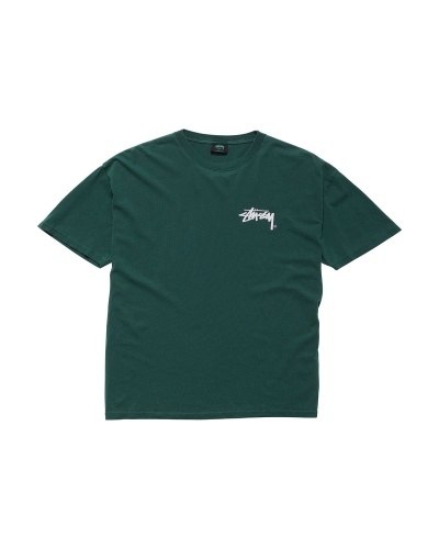 Green Stussy Shadow Stock SS Men's T Shirts | USA000266