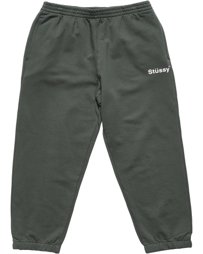 Green Stussy Text Fleece Trackpant Men's Sportswear | USA000796