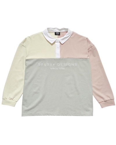 Grey Stussy Hazel Panelled Rugby Women's Sweatshirts | USA000926