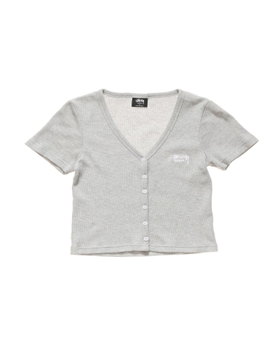 Grey Stussy Hudson Waffle Women's T Shirts | USA000220