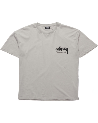 Grey Stussy Solid Stock International SS Men's T Shirts | USA000267