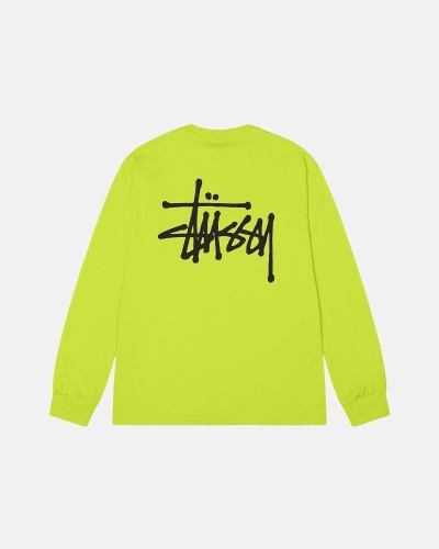 Light Green Stussy Basic Ls Men's T Shirts | USA000100