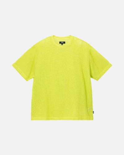 Light Green Stussy Cotton Mesh Ss Crew Men's T Shirts | USA000143