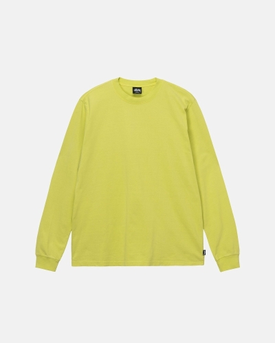 Light Green Stussy Heavyweight Pigment Dyed Ls Crew Men's T Shirts | USA000207