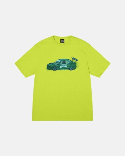 Light Green Stussy Racecar Men's T Shirts | USA000256