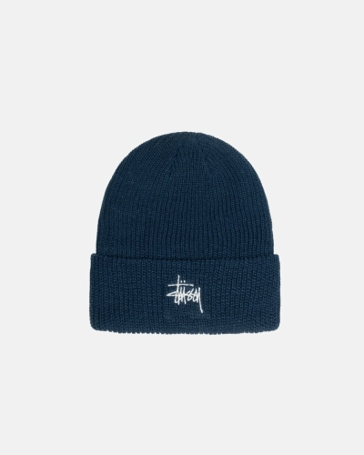 Navy Stussy Basic Cuff Men's Beanie | USA000384