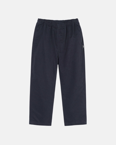 Navy Stussy Brushed Men's Beach Pants | USA000548