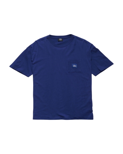 Navy Stussy Graffiti Label SS Men's T Shirts | USA000179