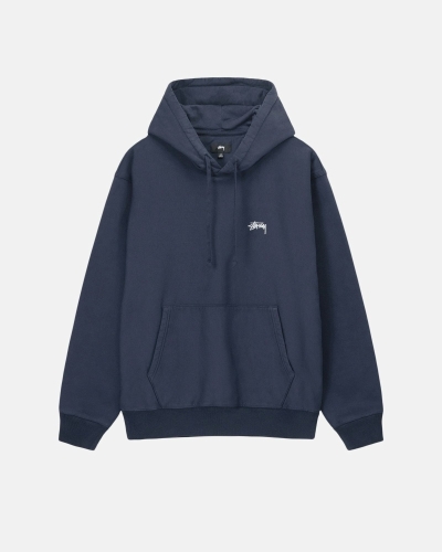 Navy Stussy Overdyed Stock Logo Men's Hoodies | USA000049