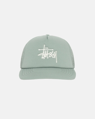 Olive Stussy Big Basic Trucker Men's Caps | USA000401