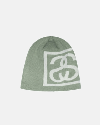 Olive Stussy Ss Link Skull Men's Caps | USA000478