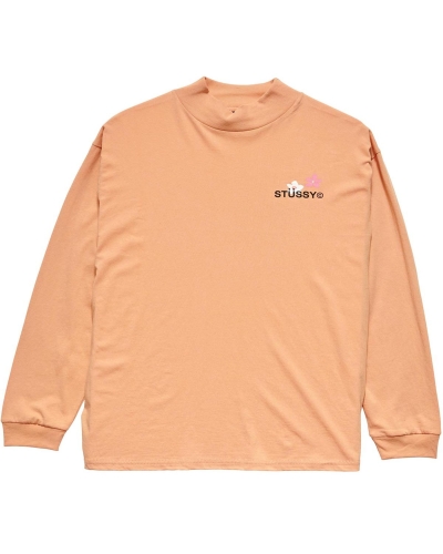 Orange Stussy City Flower Mock Neck LS Women's Sweatshirts | USA000904