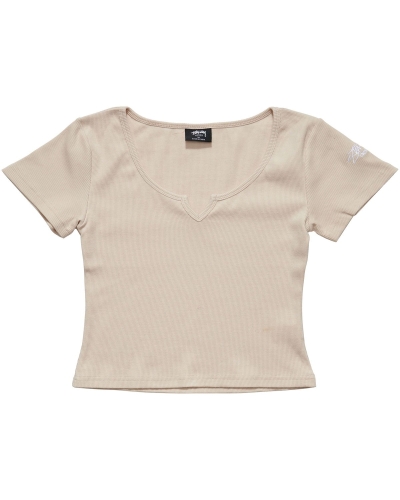 Orange Stussy Mission Rib Insert Women's T Shirts | USA000245