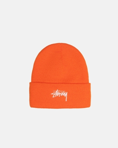 Orange Stussy Stock Cuff Men's Beanie | USA000490