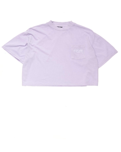 Pink Stussy Designs Pocket Boxy Women's T Shirts | USA000152