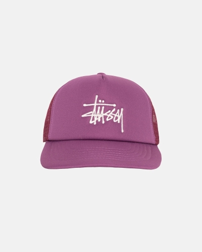 Purple Stussy Big Basic Trucker Men's Caps | USA000400