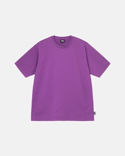 Purple Stussy Heavyweight Pigment Dyed Crew Men's T Shirts | USA000199