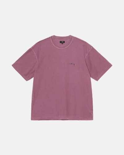 Purple Stussy Lazy Men's T Shirts | USA000239