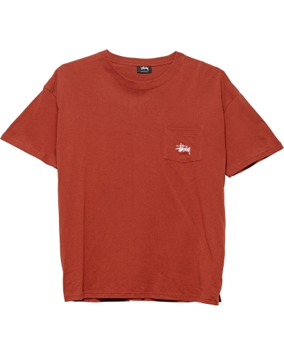 Red Stussy Graffiti Pocket Men's T Shirts | USA000183