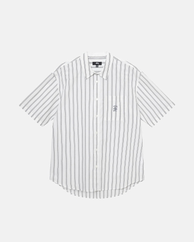 Stripes Stussy Boxy Striped Ss Men's Shirts | USA000298