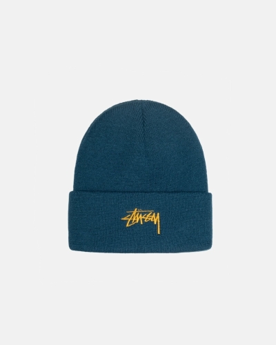 Turquoise Stussy Stock Cuff Men's Beanie | USA000486