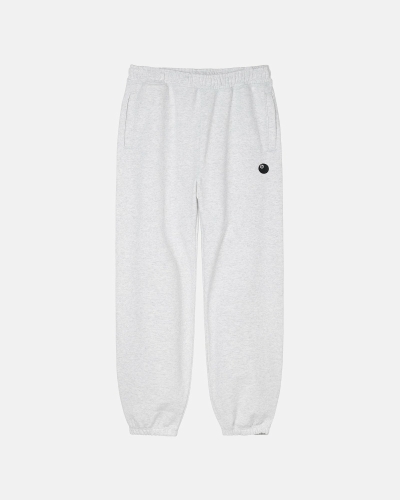 White Stussy 8 Ball Embroidered Pant Men's Sweatpants | USA000873